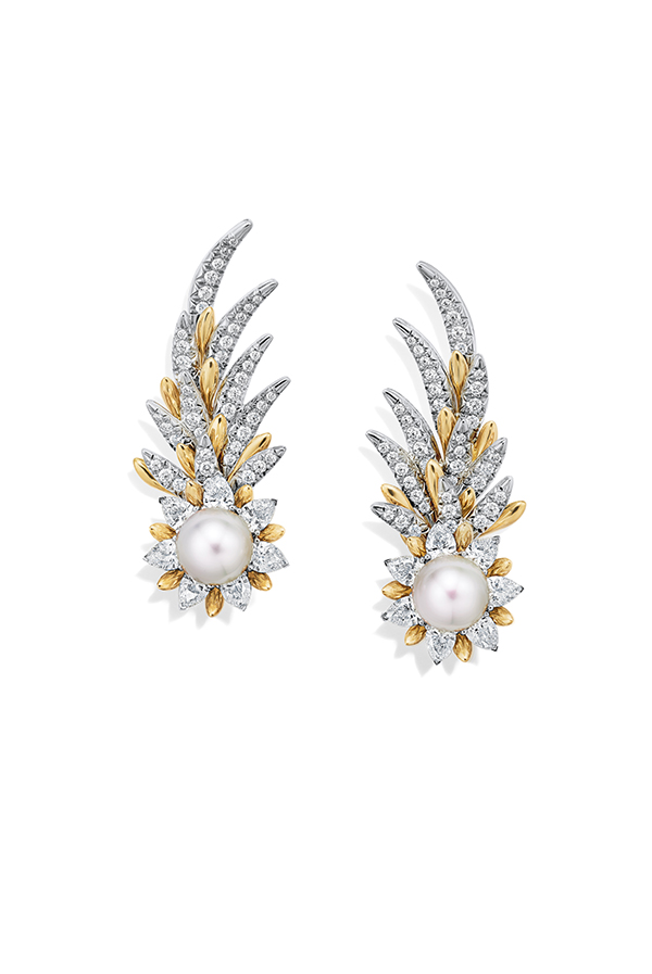 Tiffany & Co. 蒂芙尼Schlumberger®系列铂金及18K黄金镶嵌钻石及珍珠羽翼造型耳环.jpg