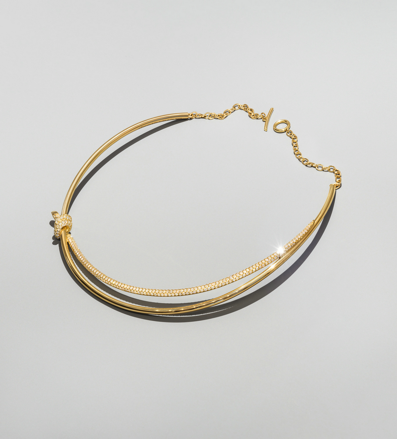 Tiffany & Co. 蒂芙尼Knot系列18K黄金镶钻双行项链.jpg