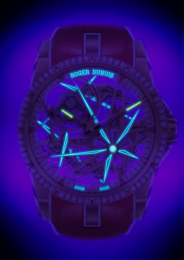 3. 罗杰杜彼Roger Dubuis王者系列霓虹腕表 夜视效果.png
