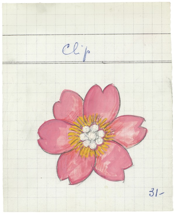 Rose de Noël胸针作品卡片，1970年，Van Cleef & Arpels Archives.jpg